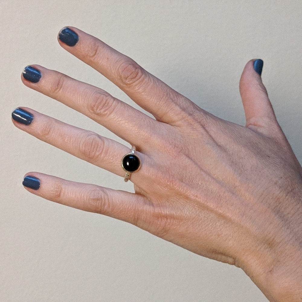 Black Stone Sterling Silver Ring - image 4